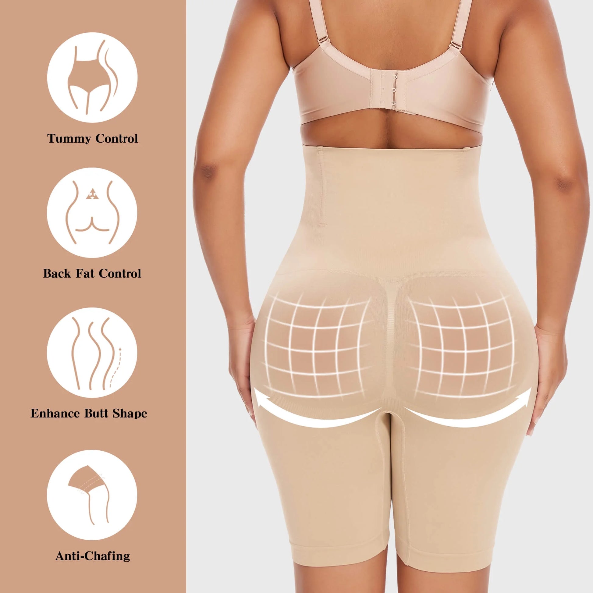 High-Waisted Tummy Control Shapewear Shorts - 2 Pack Faja Body Shaper for Women, Thigh Slimming